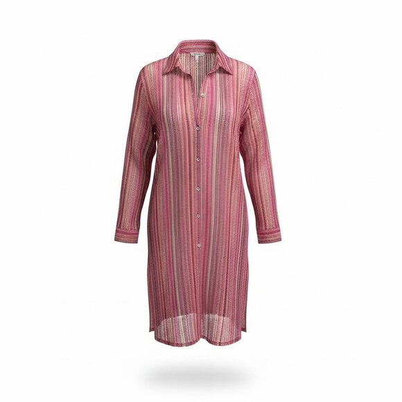 C&C California Striped Beach Cover-Up Shirt Dress | Size L - Picture 3 of 5